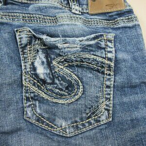 Silver Jeans womens dark n light distressed Boyfriend Super stretch 31x32